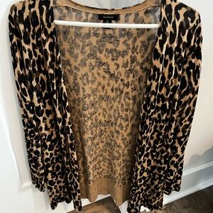 Halogen Tan and Black Leopard Cardigan